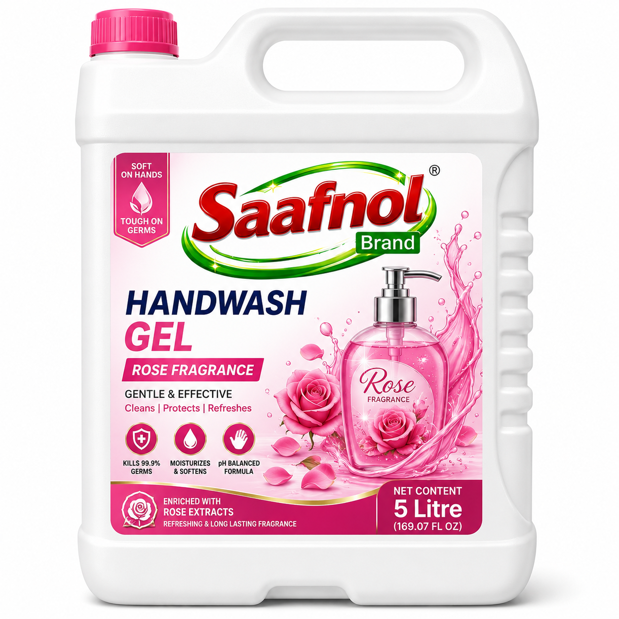 Saafnol Handwash Gel - 5 Litre ( Rose )
