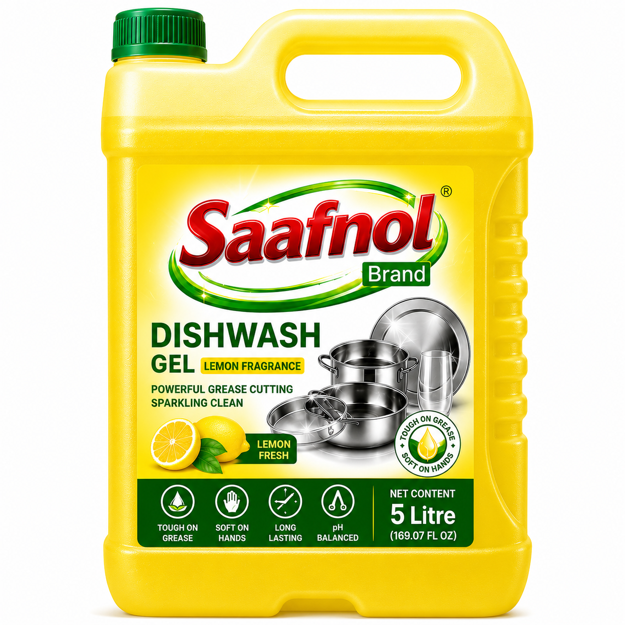 Saafnol Dishwash Gel - 5 Litre Can ( Lemon )